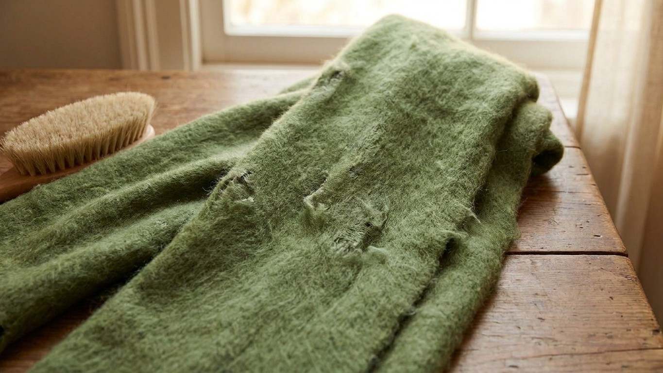 Guardé mi bufanda de mohair aplastada en un cajón con una bolsita de lavanda solo por tenerla a mano: al cepillarla en nov...